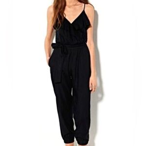 American Eagle Black V Neck Jumpsuit | Adjustable Straps Tie Waist | Size M